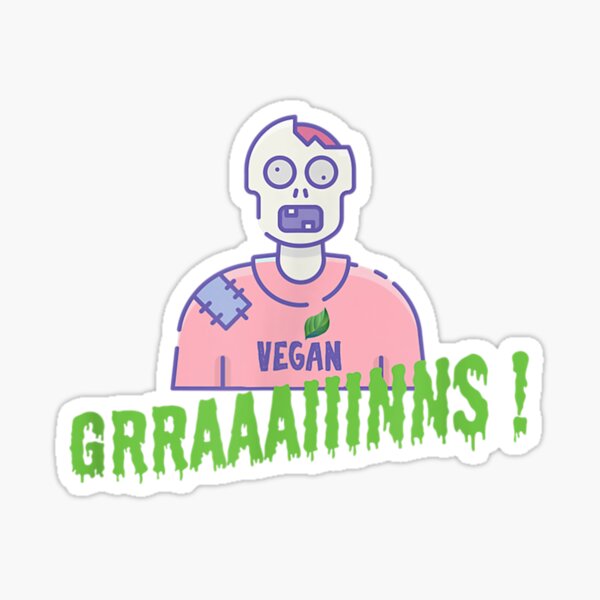 Vegan Zombie Grains Brains Halloween Sticker