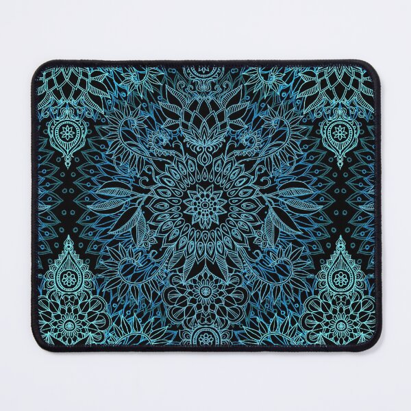 Item preview, Black, Teal & Aqua Protea Doodle Pattern designed and sold by micklyn.