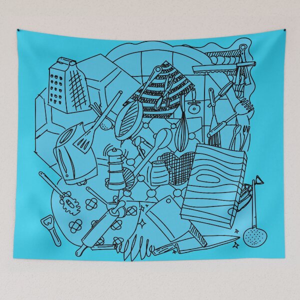 Item preview, Doodles : Kitchen Utensils Cyan designed and sold by ikutosaufi.