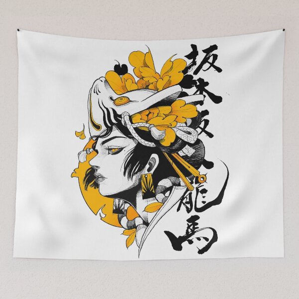 Item preview, Japanese Samurai Geisha Mask Colorful Modern Urban Style designed and sold by OWLvision33.