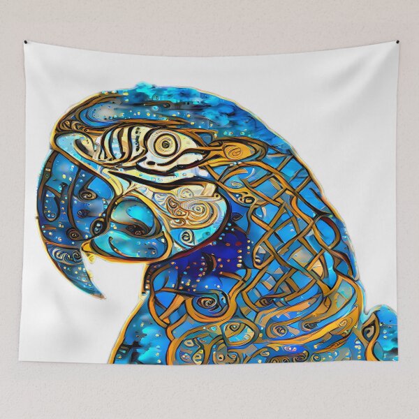 Item preview, Kawaii cute blue jungle tropical parrot designed and sold by Grewtrel.