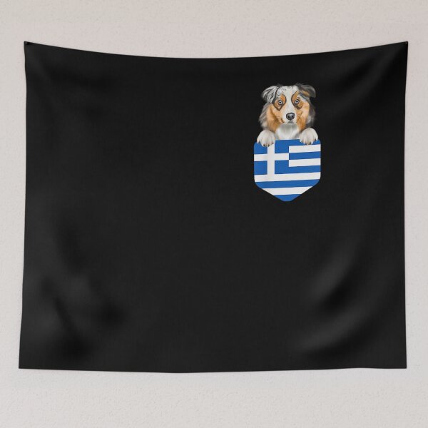 Item preview,  Greece Flag Australian Shepherd Pocket designed and sold by dominique235.
