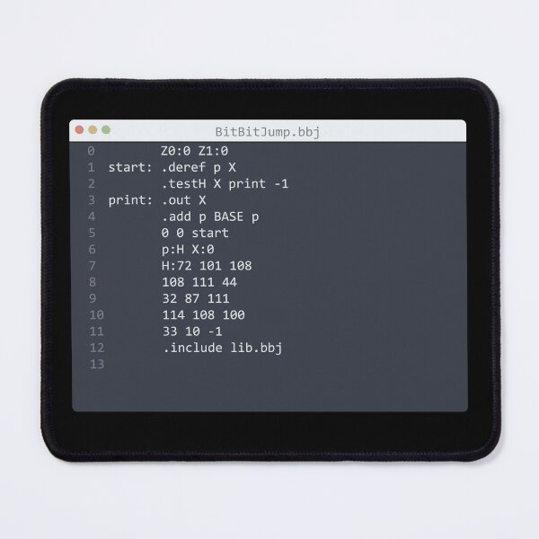 Item preview, . BitBitJump language Hello World program sample in editor window designed and sold by IuriiVlasenko.