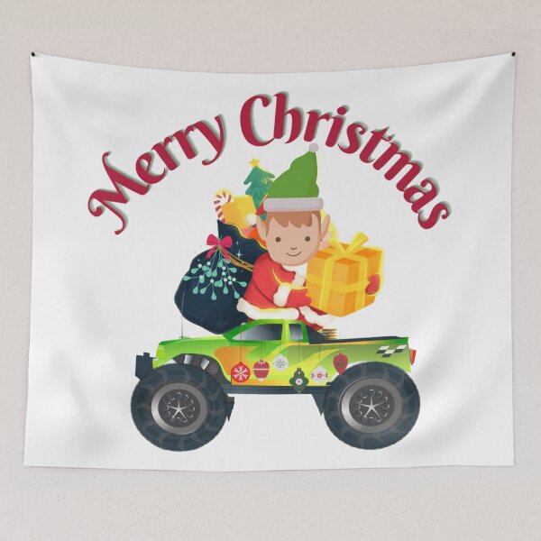 Item preview, Christmas Elf riding monster truck funny quote designed and sold by Simi2020.