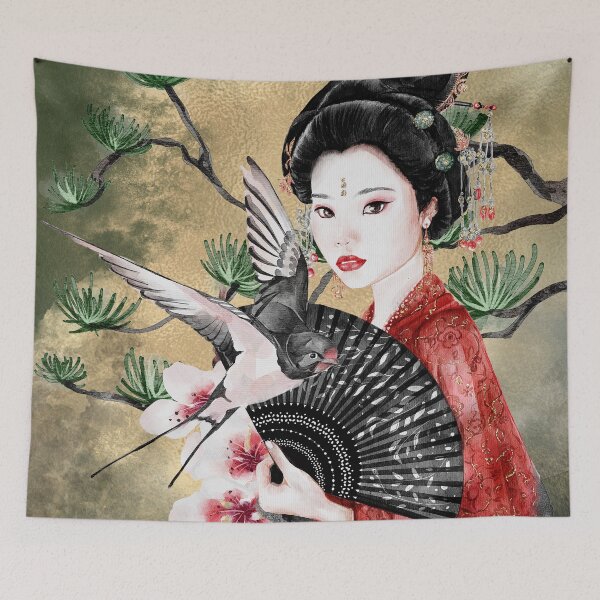 Item preview, Geisha with swallow designed and sold by LittleNippon.
