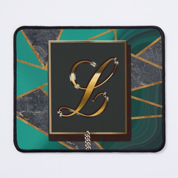 Item preview, Emerald Green Marble Mosaic Gold Monogram L designed and sold by antarte99.