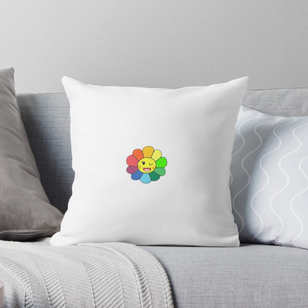 Takashi Murakami Rainbow Sunflower Pillow Y2K Plush Pillow 