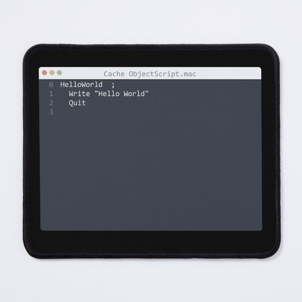 Item preview, . Cache ObjectScript language Hello World program sample in editor window designed and sold by IuriiVlasenko.