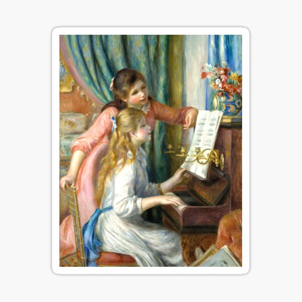 Two Young Girls at the Piano Sticker