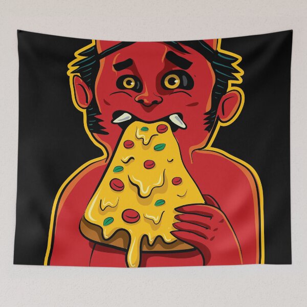 Item preview, Only Here for The Pizza ( Cute Devil Eat Pizza Halloween Date ) designed and sold by WULFLAND ARTS.
