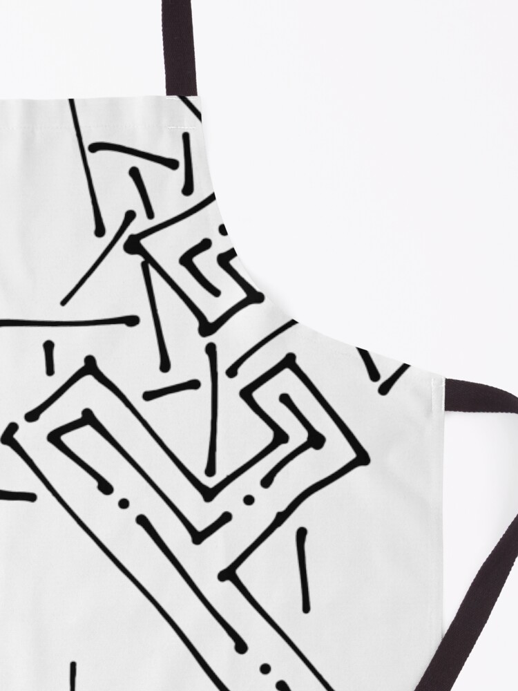 Alternate view of Hand Drawn Black on White Abstract Art Pattern Apron