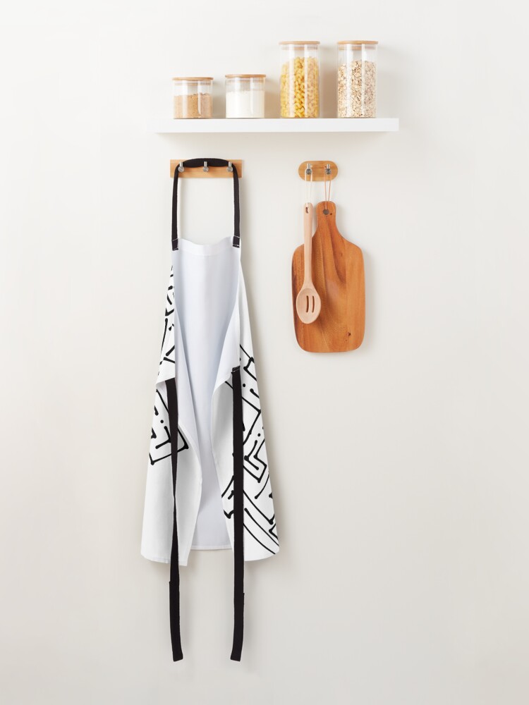 Alternate view of Hand Drawn Black on White Abstract Art Pattern Apron