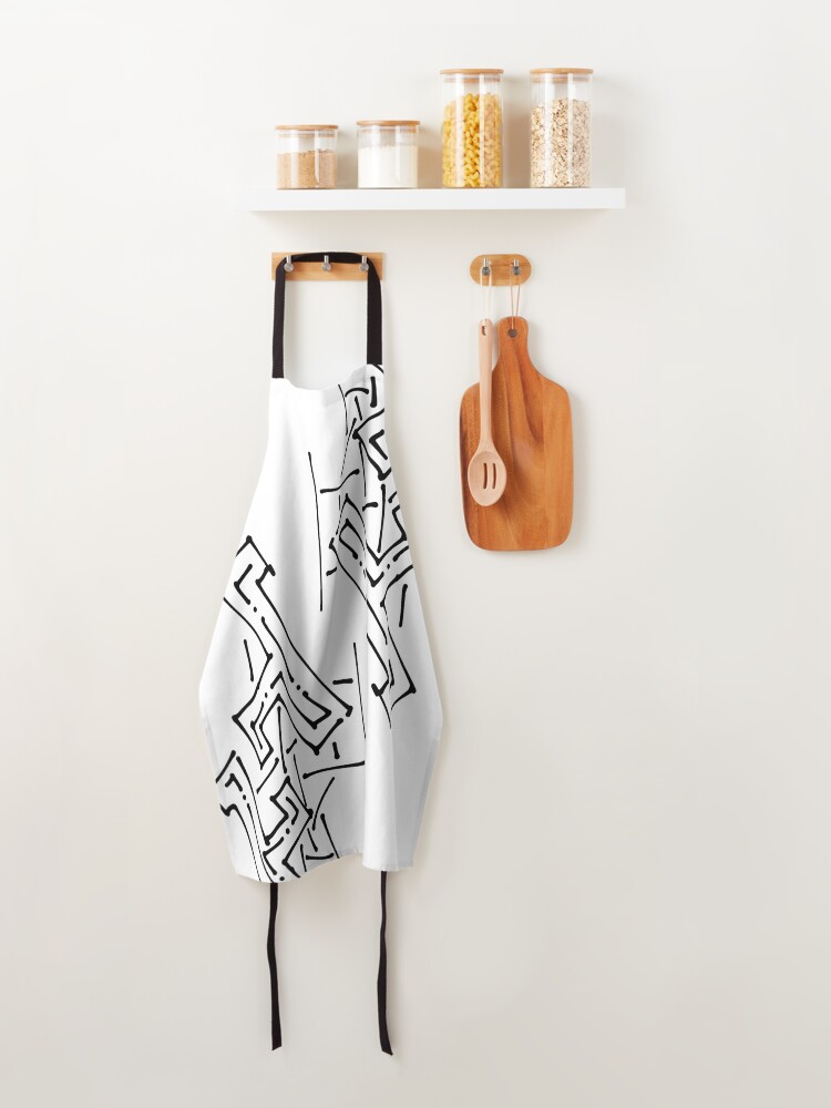 Alternate view of Hand Drawn Black on White Abstract Art Pattern Apron