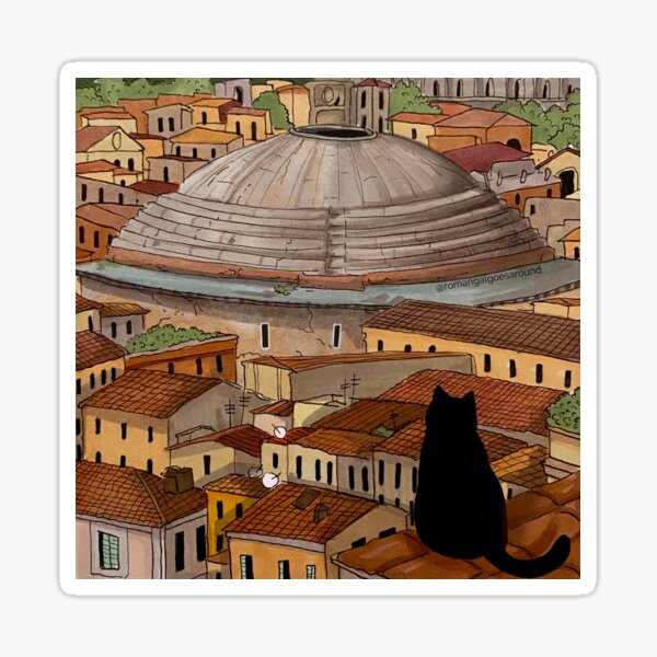Journal of a Cat in Rome - Pantheon View Sticker