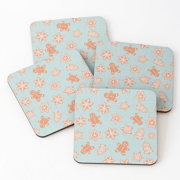 Item preview, Gingerbread Cookies Christmas Baking Light Blue Linen Effect designed and sold by cashewdays.