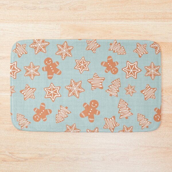 Item preview, Gingerbread Cookies Christmas Baking Light Blue Linen Effect designed and sold by cashewdays.
