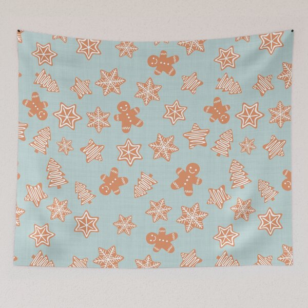 Item preview, Gingerbread Cookies Christmas Baking Light Blue Linen Effect designed and sold by cashewdays.
