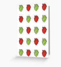 Hearts (Red and Green) Greeting Card