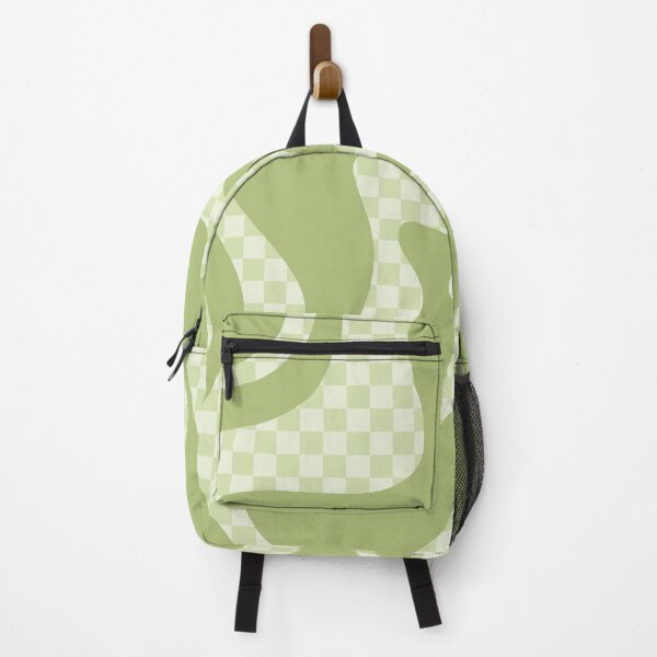 Item preview, Checked Retro Liquid Swirl Square Pattern in Matcha Latte Green designed and sold by kierkegaard.