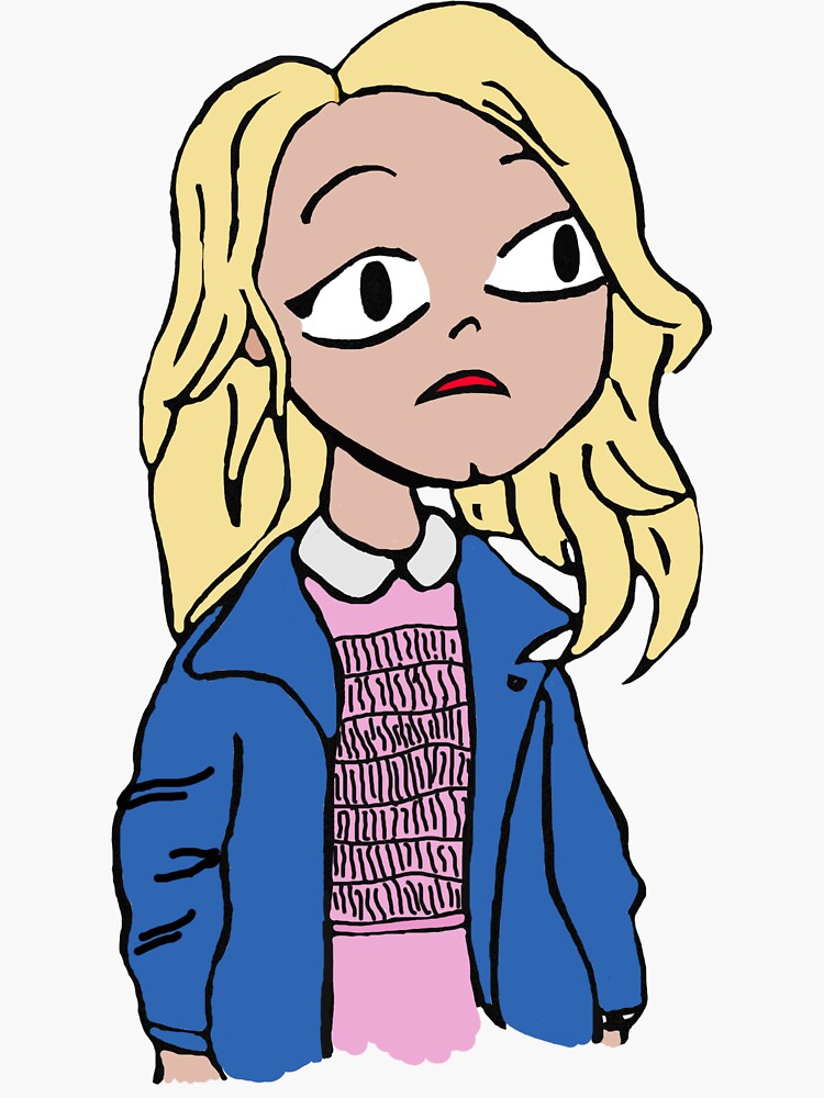 "Eleven - Stranger Things Cartoon" Sticker by fallobye | Redbubble