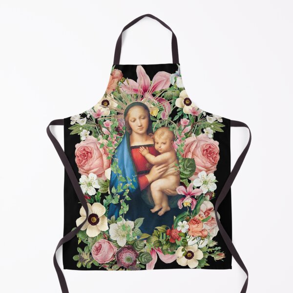 Artikelvorschau, Die heilige Jungfrau Maria und das süße Jesuskind, umgeben von Vintage-Blumen entworfen und verkauft von TrulyEpoque.