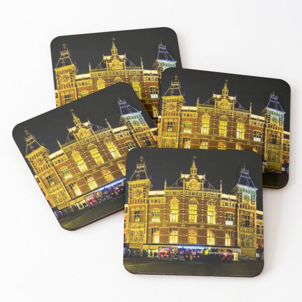 Item preview, Amsterdam Central Train Station at Night designed and sold by nbrandsberg.