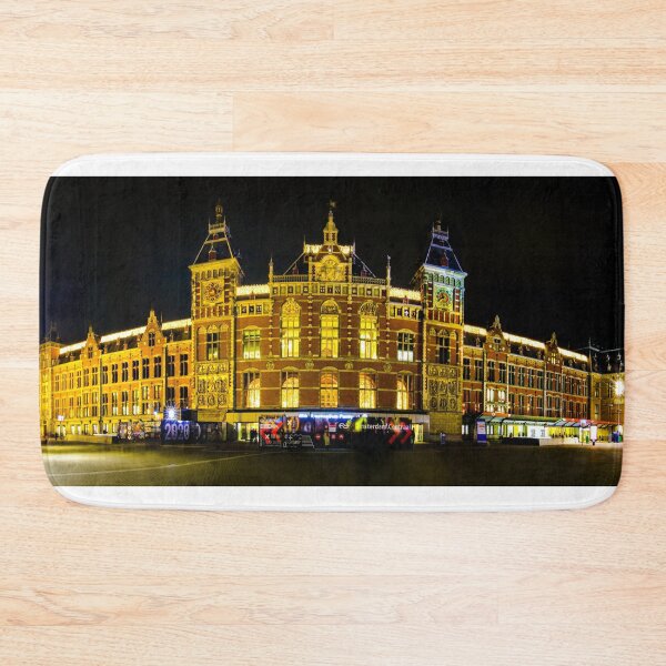 Item preview, Amsterdam Central Train Station at Night designed and sold by nbrandsberg.