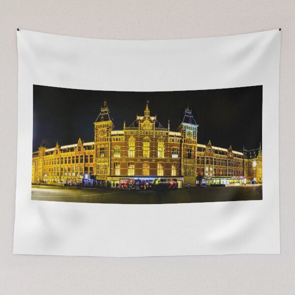 Item preview, Amsterdam Central Train Station at Night designed and sold by nbrandsberg.