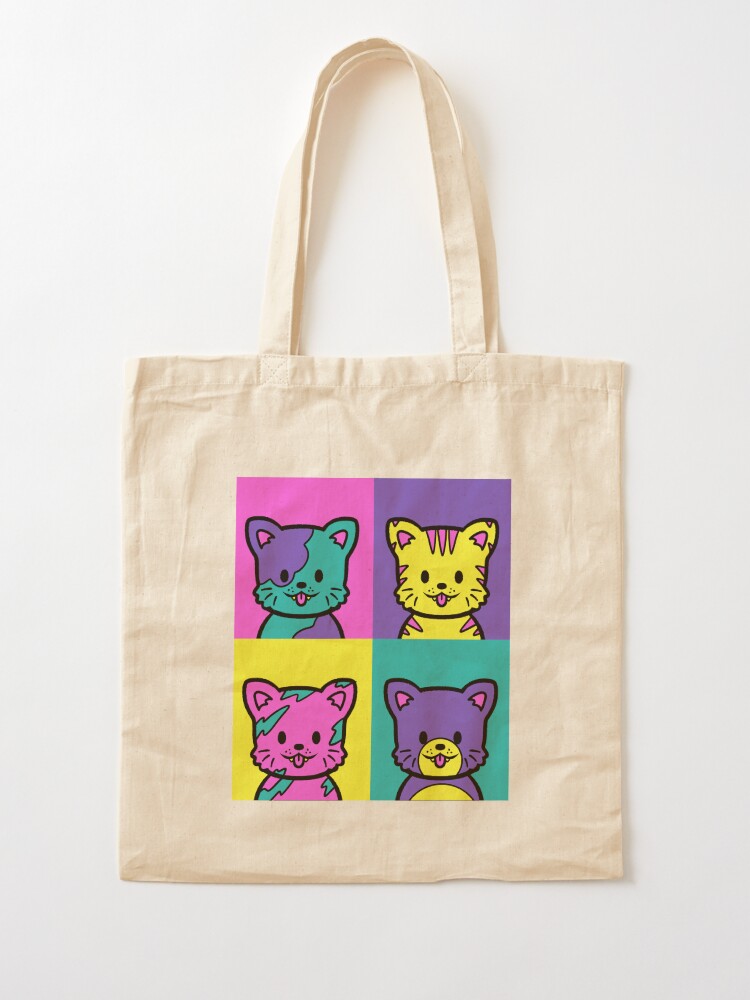 Cat Warhol Pop Art Tote Bag
