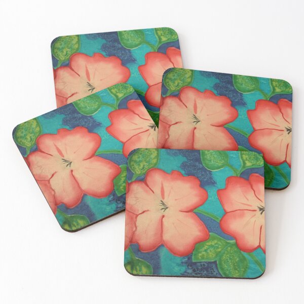Item preview, red geraniums original silk painting designed and sold by Sandra Fox.