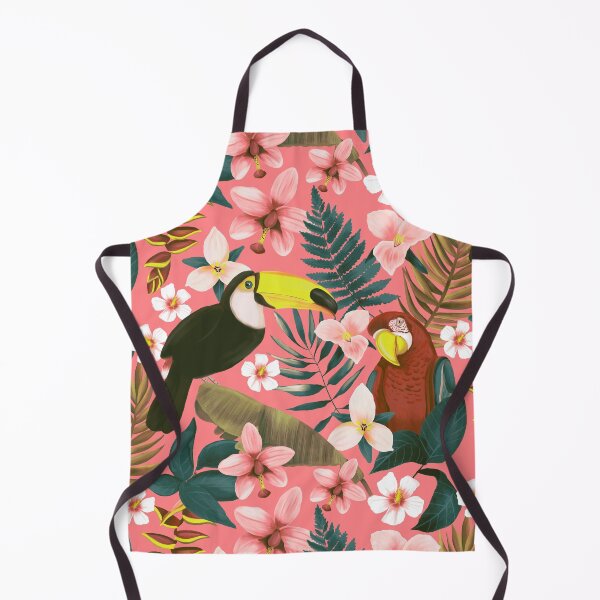 Aperçu de l'œuvre Oiseaux roses de la jungle amazonienne | Motif tropical coloré créée et vendue par Happy  People Prints.