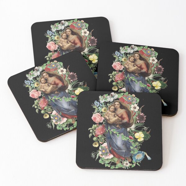 Item preview, Vintage Virgin Mary And Baby Jesus Beautiful Decorative Flower Design designed and sold by TrulyEpoque.