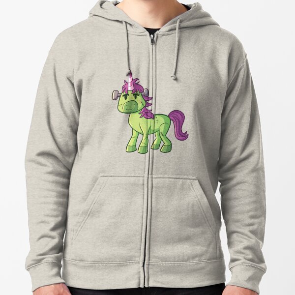 Zombie Unicorn Halloween Design Zipped Hoodie