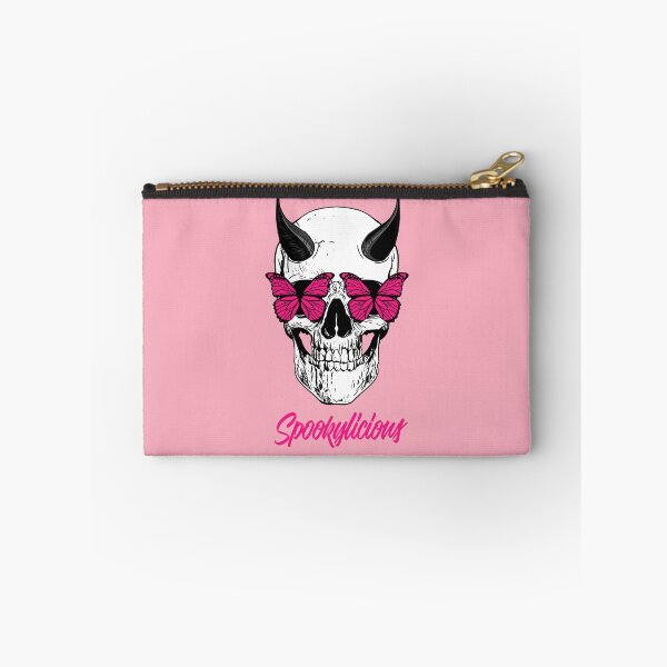 Item preview, Spookylicious Skull with Horned Demon & Pink Butterfly Eyes Halloween  designed and sold by LMcDs.