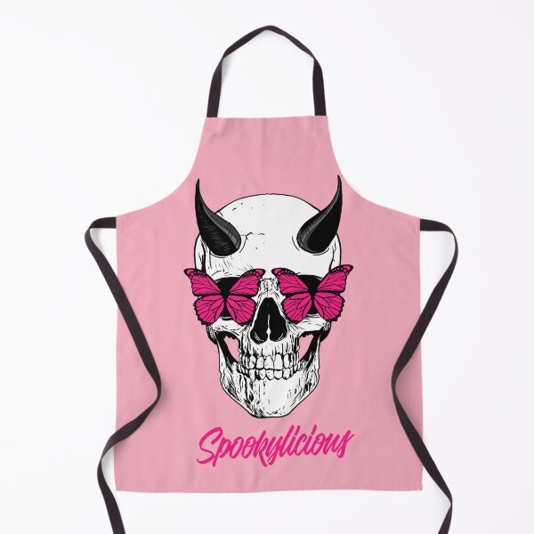 Item preview, Spookylicious Skull with Horned Demon & Pink Butterfly Eyes Halloween  designed and sold by LMcDs.