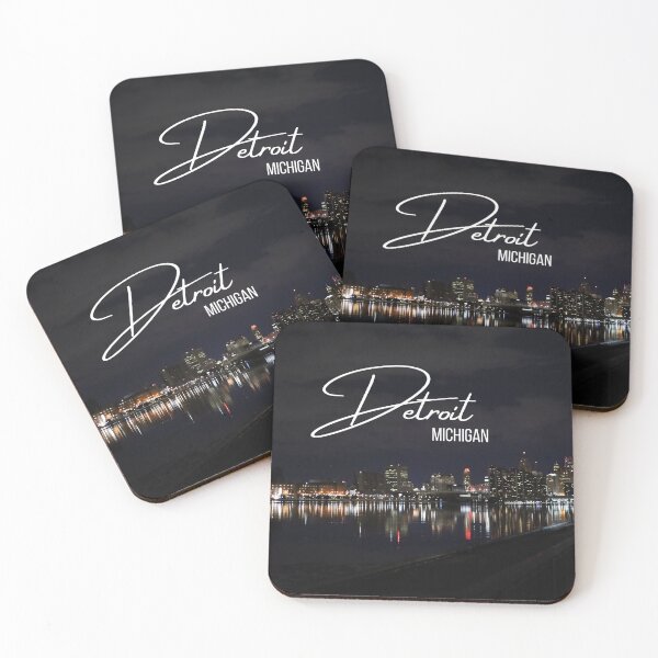 Item preview, Downtown Detroit skyline at night / Detroit river photography at night designed and sold by BeatyinChaos.