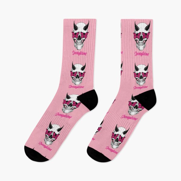 Item preview, Spookylicious Skull with Horned Demon & Pink Butterfly Eyes Halloween  designed and sold by LMcDs.