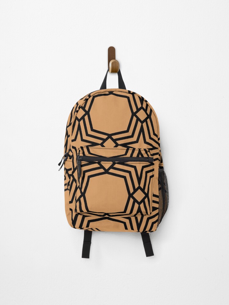 Thumbnail 1 von 3, Rucksack, Orange and Black Star Shape Tile Pattern Coordinates w/ Sherwin Williams 2022 Popular Color Bakelite Gold SW 6368 - Colour Trends designt und verkauft von ColorOfTheYears.