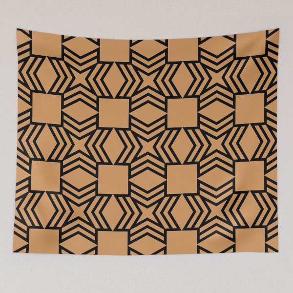 Item preview, Orange and Black Star Square Shape Tile Pattern Coordinates w/ Sherwin Williams 2022 Popular Color Bakelite Gold SW 6368 - Colour Trends designed and sold by ColorOfTheYears.