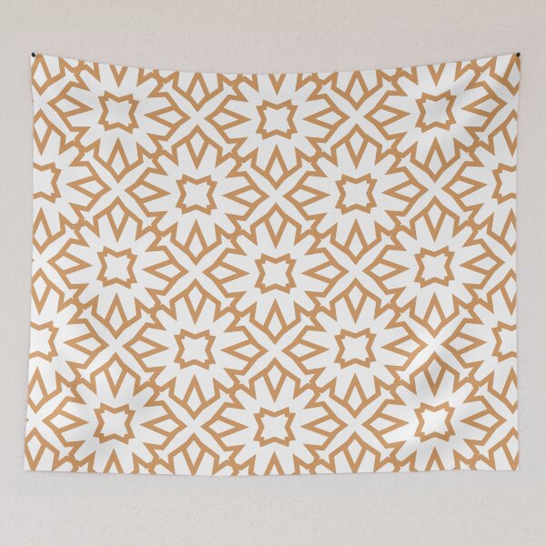 Item preview, Orange and White Minimal Line Art Pattern 5 Flower Coordinates w/ Sherwin Williams 2022 Popular Color Bakelite Gold SW 6368 - Colour Trends designed and sold by ColorOfTheYears.