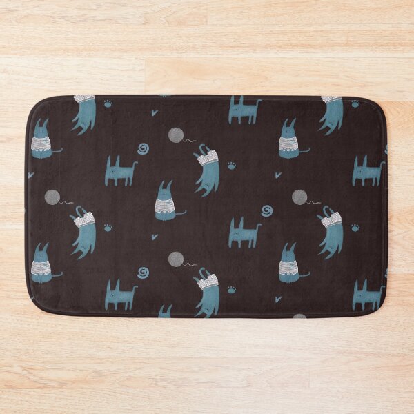 Item preview, blue funky cat play with wool yarn - pastel - dark background designed and sold by ElmLenonn.