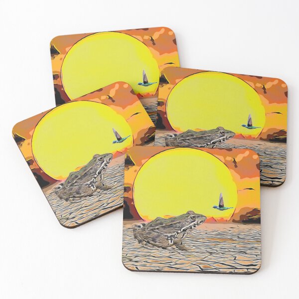 Item preview, Gental frog and humming bird sun set design  designed and sold by TrippyEarth.