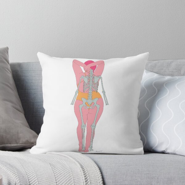 Item preview, Female swimsuit skeleton design back view, pink body, no background by Gorilla Bark designed and sold by GorillaBark.