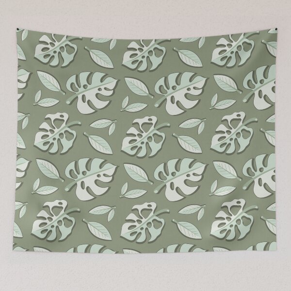 Item preview, Soft Mint Monstera Leaf Pattern designed and sold by SavvytabbyArt.