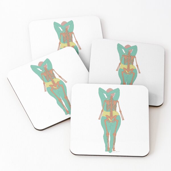 Item preview, Female swimsuit skeleton design back view, green body, no background by Gorilla Bark designed and sold by GorillaBark.