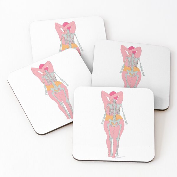 Item preview, Female swimsuit skeleton design back view, pink body, no background by Gorilla Bark designed and sold by GorillaBark.