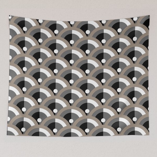 Item preview, Taupe Black Gray White Scallop Polka Dot Pattern Coordinates w/ Sherwin Williams 2022 Popular Color Cocoa Whip SW 9084 designed and sold by ColorOfTheYears.