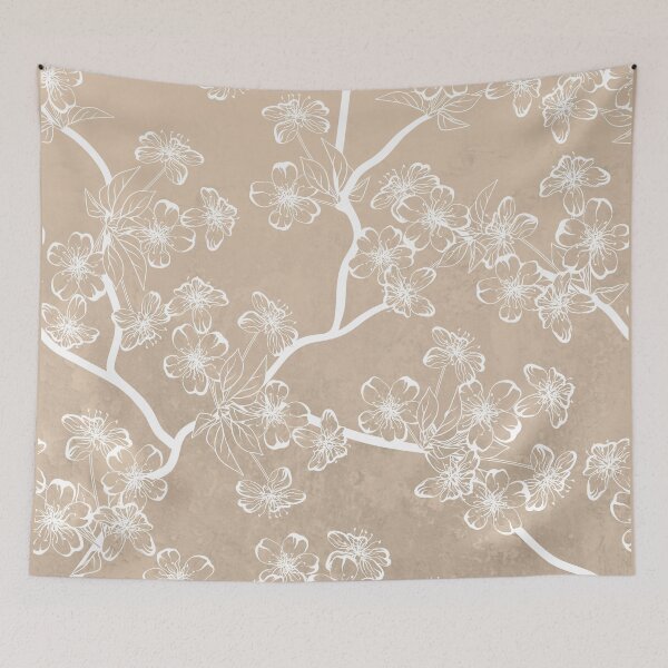 Item preview, Japandi Style Print with White Cherry Blossom designed and sold by Coralgb.