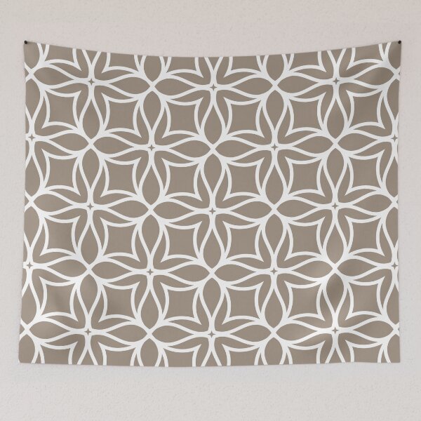 Item preview, Taupe and White Line Art Flower Petal Pattern Coordinates w/ Sherwin Williams 2022 Popular Color Cocoa Whip SW 9084 designed and sold by ColorOfTheYears.
