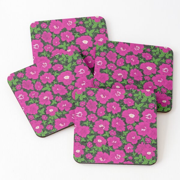 Item preview, Retro Ramblin' Rose Pink on Evergreens Repeat 5748 designed and sold by Art in My Loft.